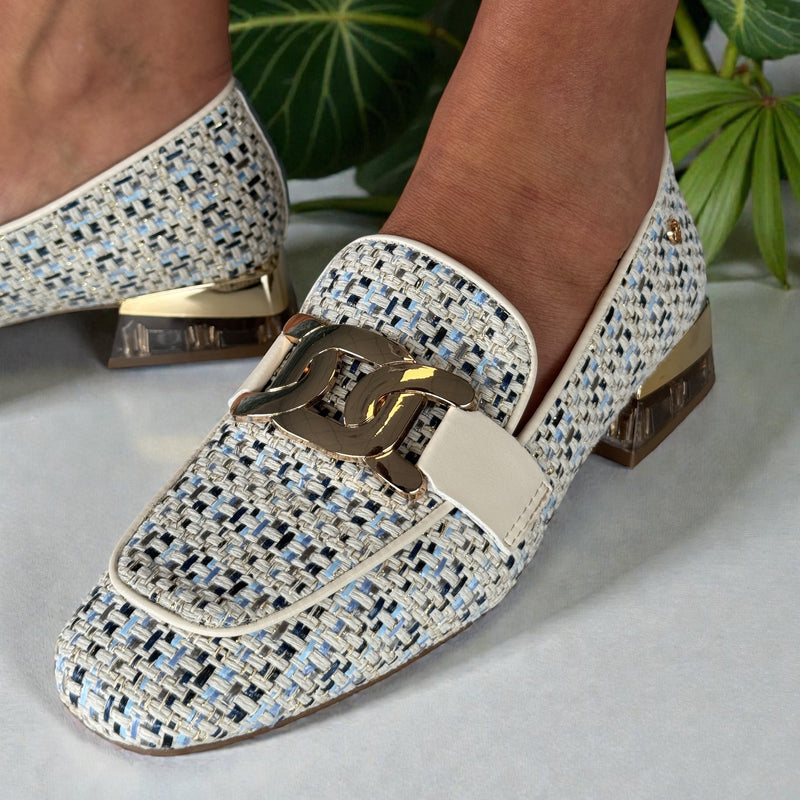 Womens Zanni & Co Laocai Perspex Heel Loafers - Blue Tweed