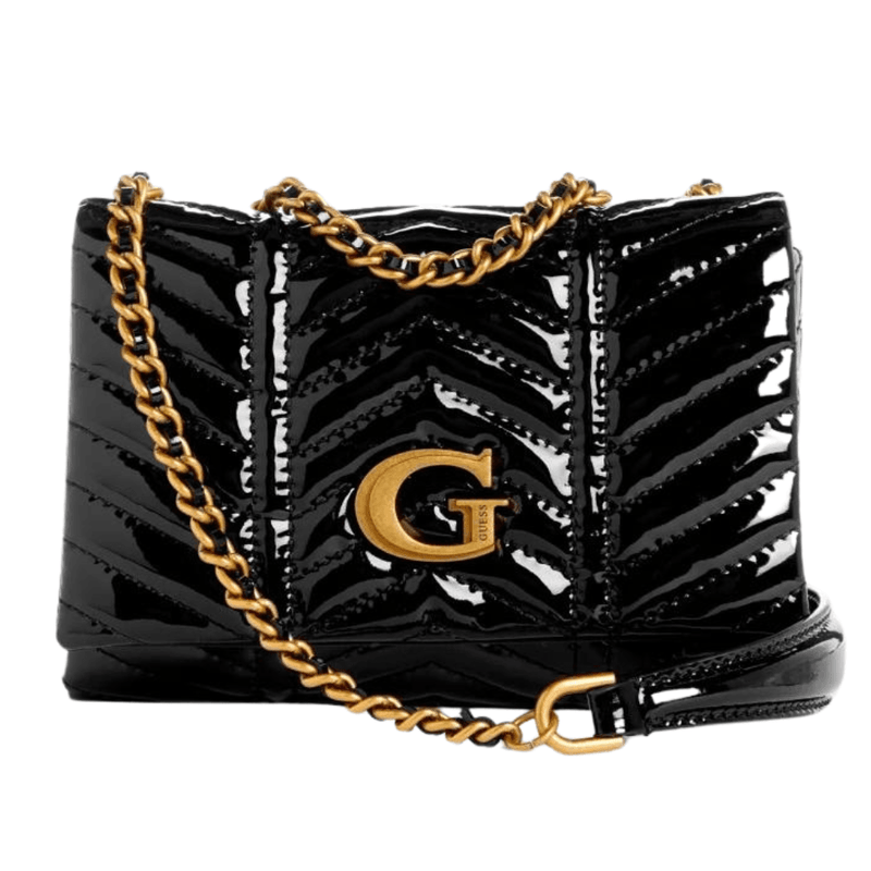 Guess Lovide Mini Black Patent Crossbody Bag - Black Patent