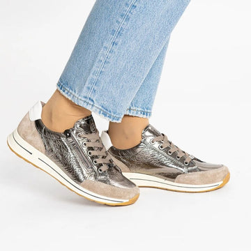 Womens Ara Osaka Side Zip Trainers - Cashmere Pewter