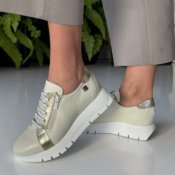 Womens Jose Saenz 2276 Beige Side Zip Trainers - Beige