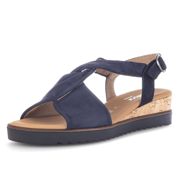 Womens Gabor Rich Twist Front Slingback Sandals - Navy Suede