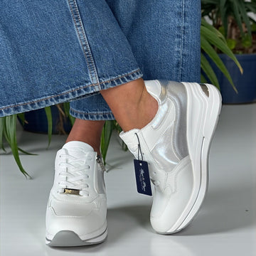 Womens Lloyd & Pryce Clohessy Wedge Side Zip Trainers - Coconut Chrome