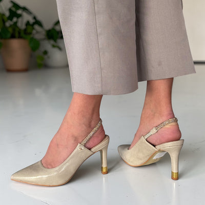 Womens Kate Appleby Burnett Diamante Sling Back Heeled Shoes Heels - Gold