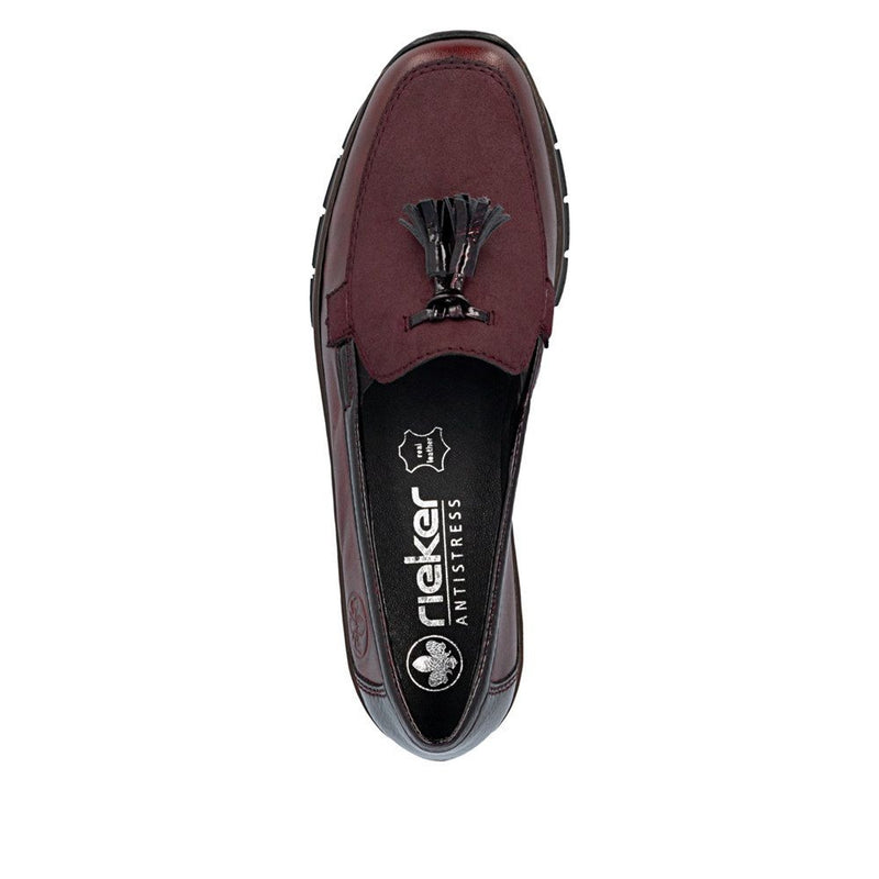 Womens Rieker 53771 Wedged Loafers - Wine Red