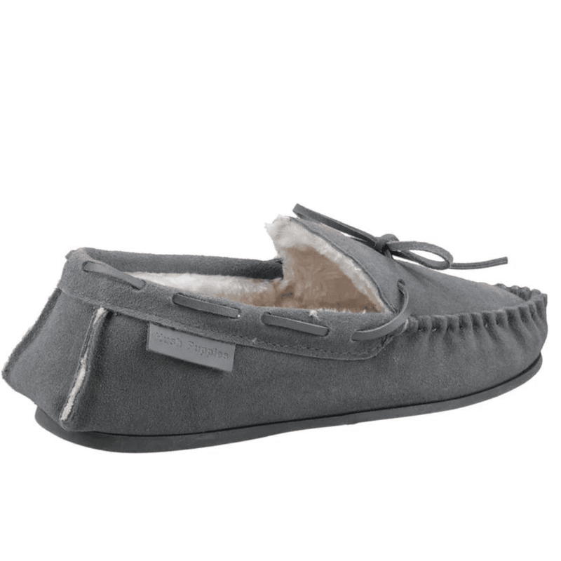 Womens Hush Puppies Allie Faux Fur Moccasin Slippers - Grey