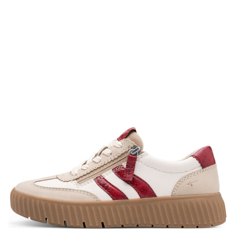 Womens Tamaris 83729 Side Zip Trainers - Beige
