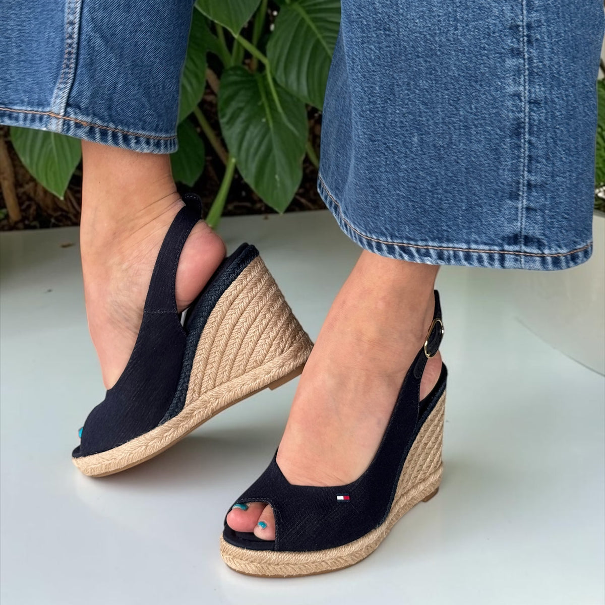 Womens Tommy Hilfiger Hemp Slingback Wedge Espadrilles