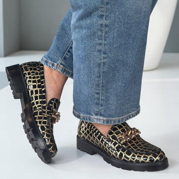 Womens Zanni & Co Chain Detail Daqia Loafers - Bling Ring