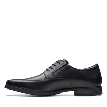 Boys Clarks Howard Over Black School Shoes - Black