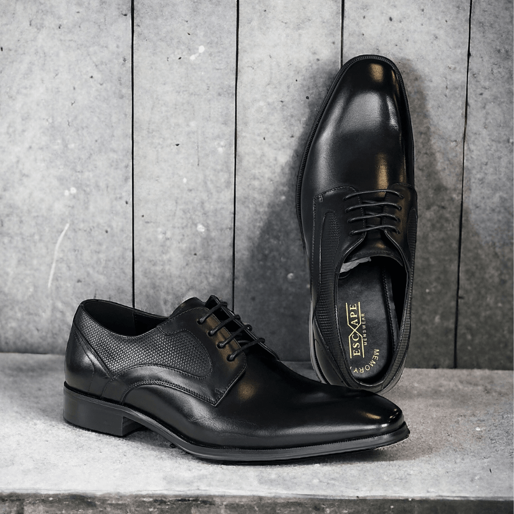Mens Escape Kilcruit Black Leather Smart Lace Up Shoes