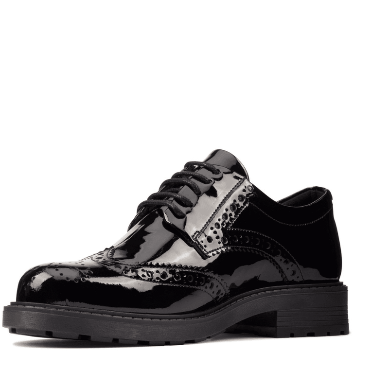 Clarks Orinoco 2 Limit Girls School Shoe - Black Patent