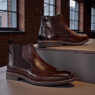 Mens Bugatti Merlo Dark Brown Leather Chelsea Boots - Dark Brown