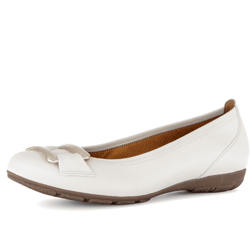 Womens Gabor 84.166 Flat Ballerina Pumps - Off White
