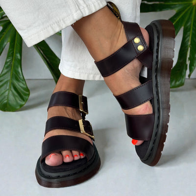 Womens Dr Martens Gryphon Atlas Leather Sandals - Brown