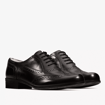 Girls Clarks Hamble Oak Black Leather Shoes - Black Leather