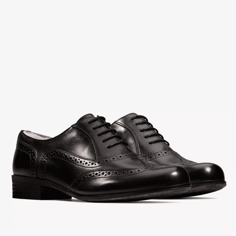 Girls Clarks Hamble Oak Black Leather Shoes - Black Leather