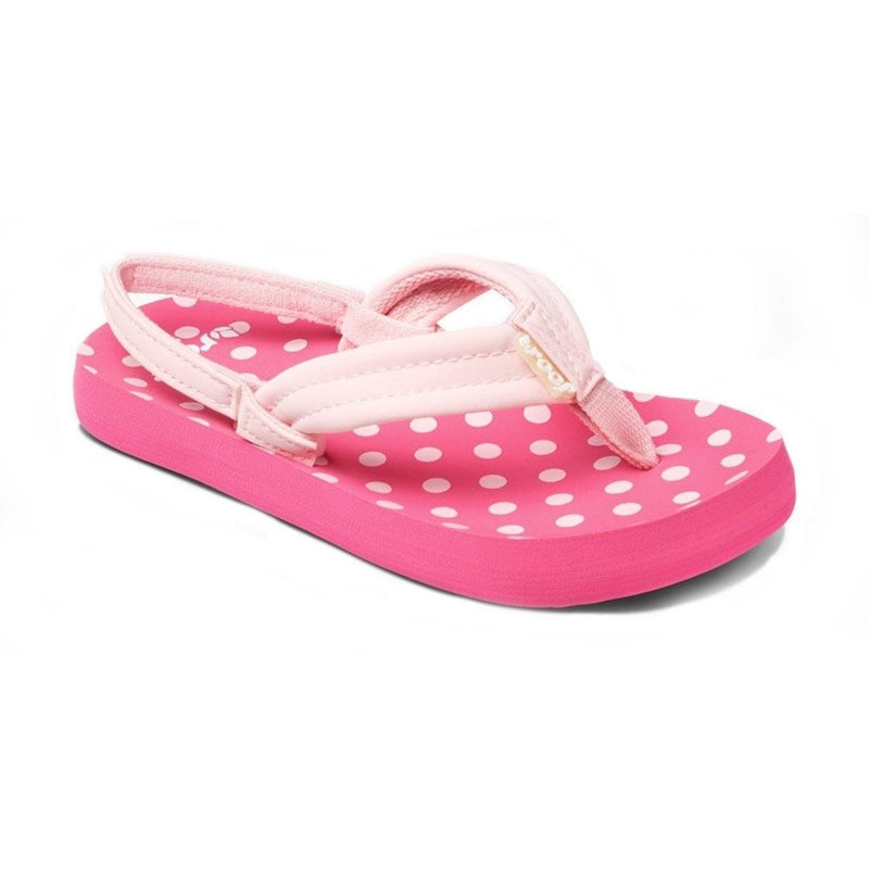 Reef Kids Little Ahi Back Strap Pink Polka Dot Flip Flop Sandals - RF002199PPD - Pink