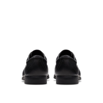 Boys Clarks Jonwin Loop Youth Plain Black School Shoes - Black