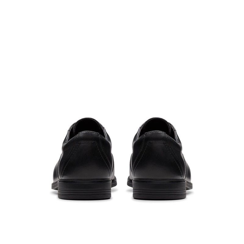 Boys Clarks Jonwin Loop Youth Plain Black School Shoes - Black