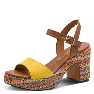 Womens Marco Tozzi 28008 Heeled Sandals - Lemon Combination