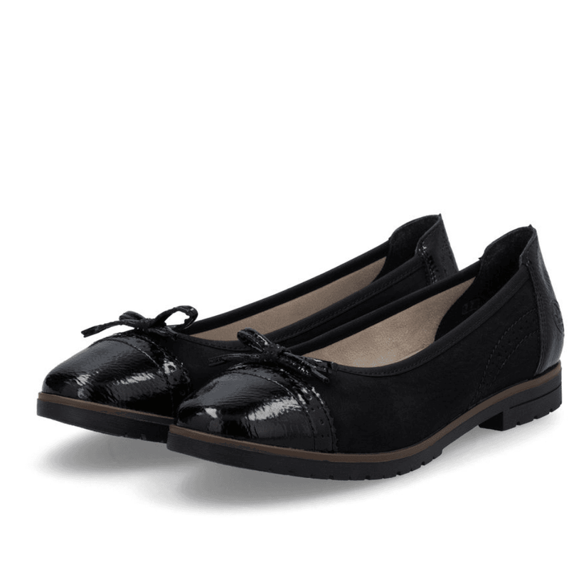 Womens Rieker 45358 Black Suede Ballerina Pumps - Black