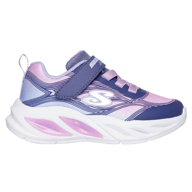 Girls Skechers S-Lights Cosmic Glow Trainers - Navy Lilac