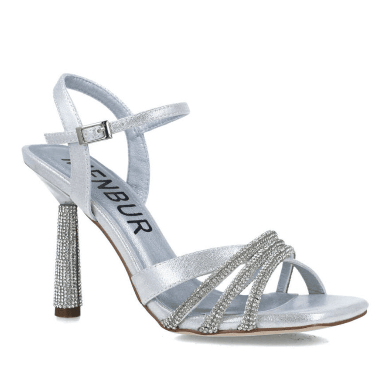 Womens Menbur 25668 Diamante Embellished Heels - Silver