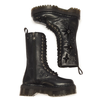 Unisex Dr. Martens 1B99 Whimsigoth Black 14 Eye Leather & Velvet Mid Boots - Black