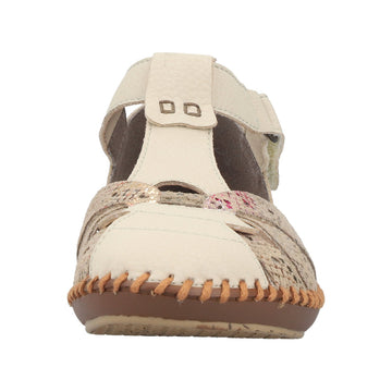 Womens Rieker M1655 Beige Heeled Sandal - Beige Gold