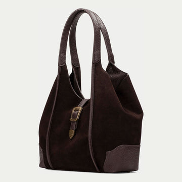 Womens Hispanitas 264939 Suede Shoulder Bag - Espresso