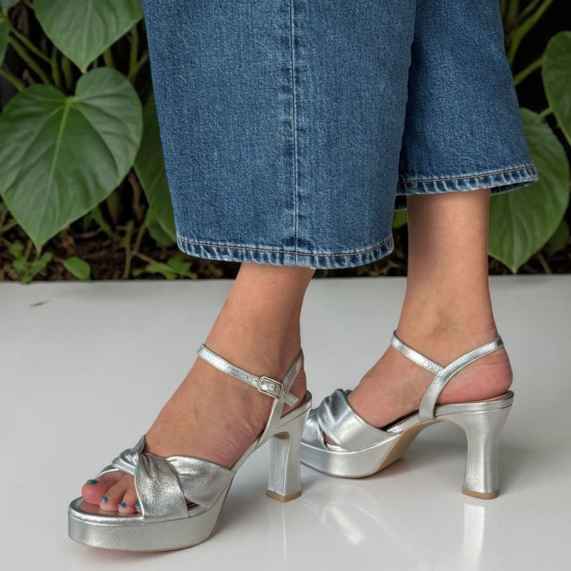 Womens Unisa Onoa Heeled Sandals - Silver