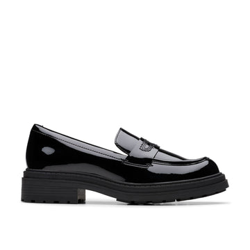 Girls Clarks Orinoco3 Edge School Shoes - Black Patent