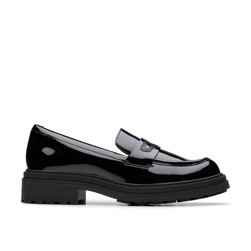 Girls Clarks Orinoco3 Edge School Shoes - Black Patent