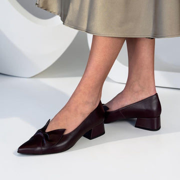 Womens Emis 8550 Burgundy Leather Court Shoes - Burgundy