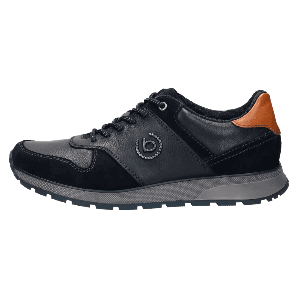Bugatti Mens APA02 Navy Leather Lace Up Trainers