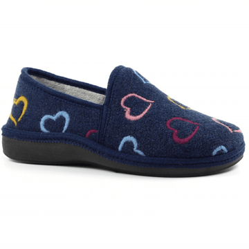 Womens Lunar Joyful Heart Closed in Slippers - Navy