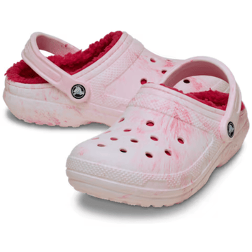 Womens Crocs Classic Lined Watercolour Marbled Clogs - Marble Pink