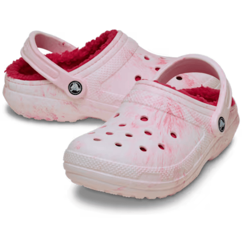 Womens Crocs Classic Lined Watercolour Marbled Clogs - Marble Pink