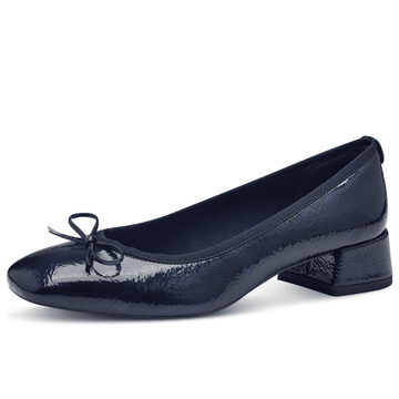 Womens Tamaris 22301 Navy Patent Bow Ballet Pump - Navy