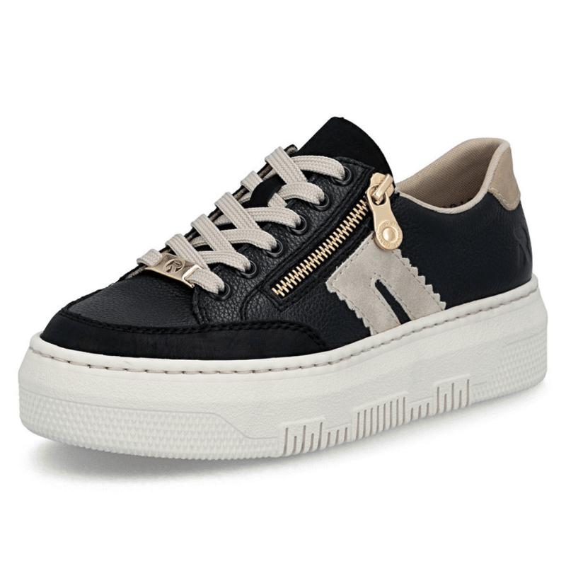 Womens Rieker M1912 Side Zip Platform Trainers - Black