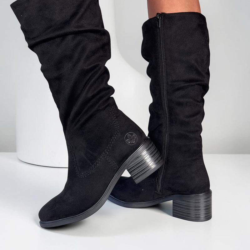 Womens Rieker 74192 Long Slouch Boots - Black
