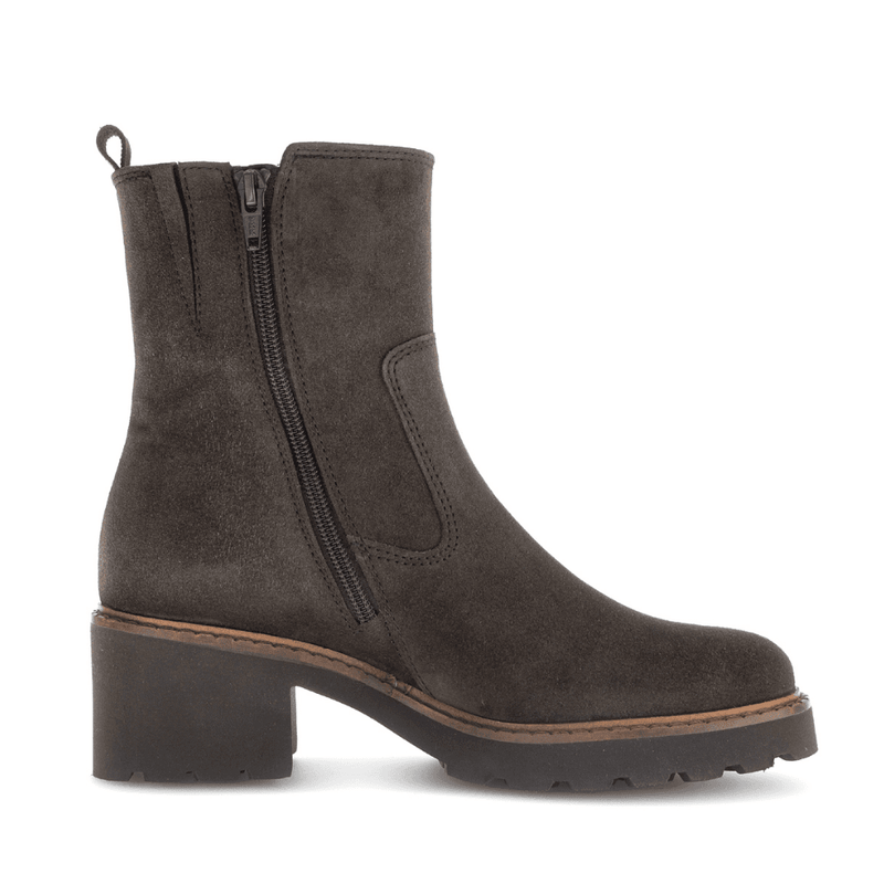 Womens Gabor Euston Brown Suede Block Heel Ankle Boots - Brown