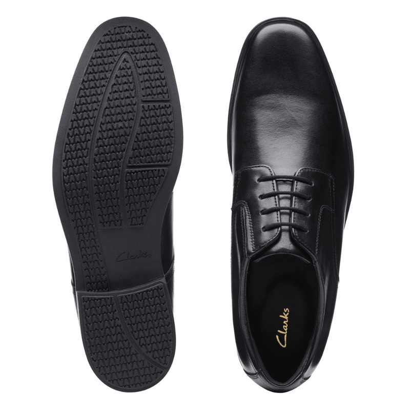 Clarks Men's Howard Walk Black Leather Smart Shoe - Black