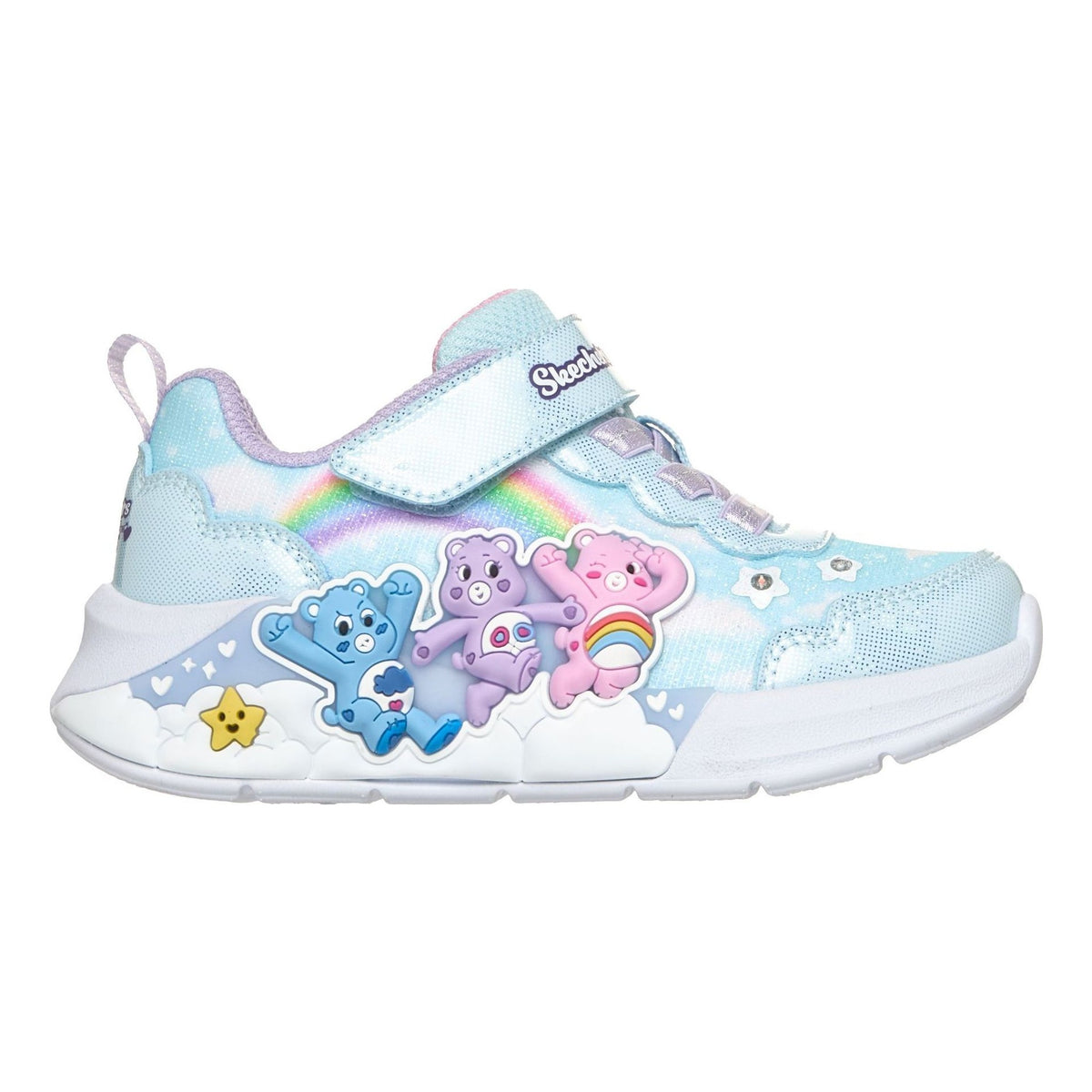 Toddler Girls Skechers S-Lights - Lil Snugs Blue Care Bears Trainers