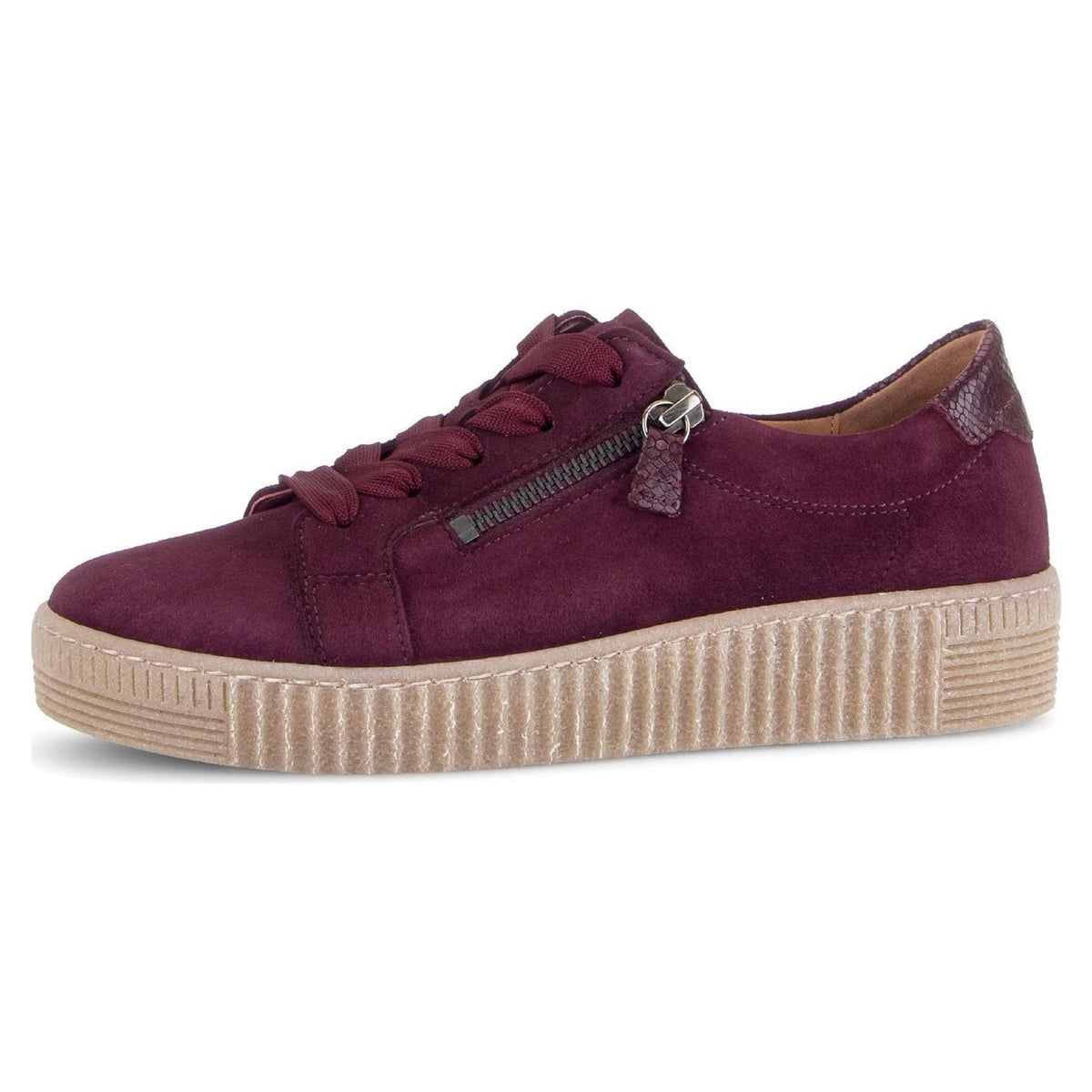 Womens Gabor 6010 Burgundy Suede Platform Trainers