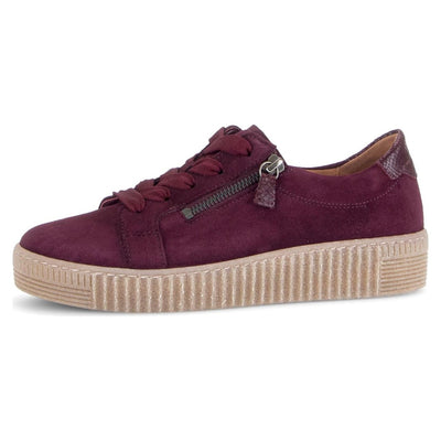 Womens Gabor 6010 Burgundy Suede Platform Trainers - Burgundy