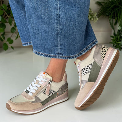Womens Refresh 171502 Spot Side Zip Wedge Trainers - Beige Gold