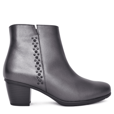 Womens Gabor 55.524 Eleanor Steel Grey Leather Ankle Boot - Steel Grey