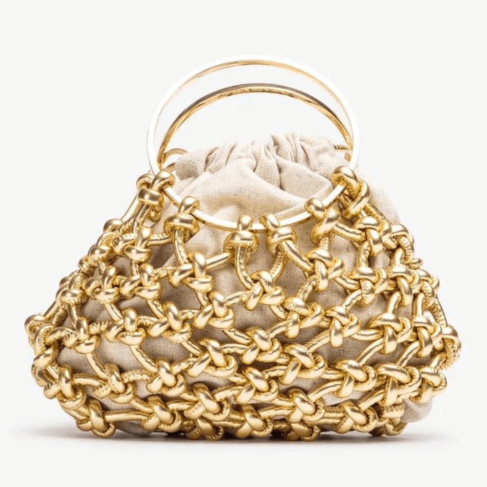 Womens Unisa Zcoco Gold Woven Ring Handle Clutch Bag