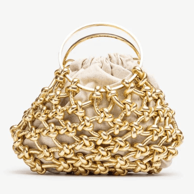 Womens Unisa Zcoco Gold Woven Ring Handle Clutch Bag - Gold